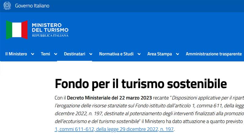 Fondo per il Turismo Sostenibile Fondo per il Turismo Sostenibile