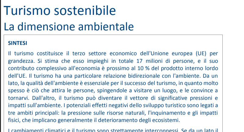 Turismo sostenibile - La dimensione ambientale